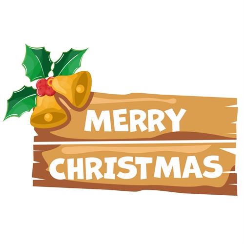 Christmas Decoration Merry Christmas Wood Like Sign Sticker